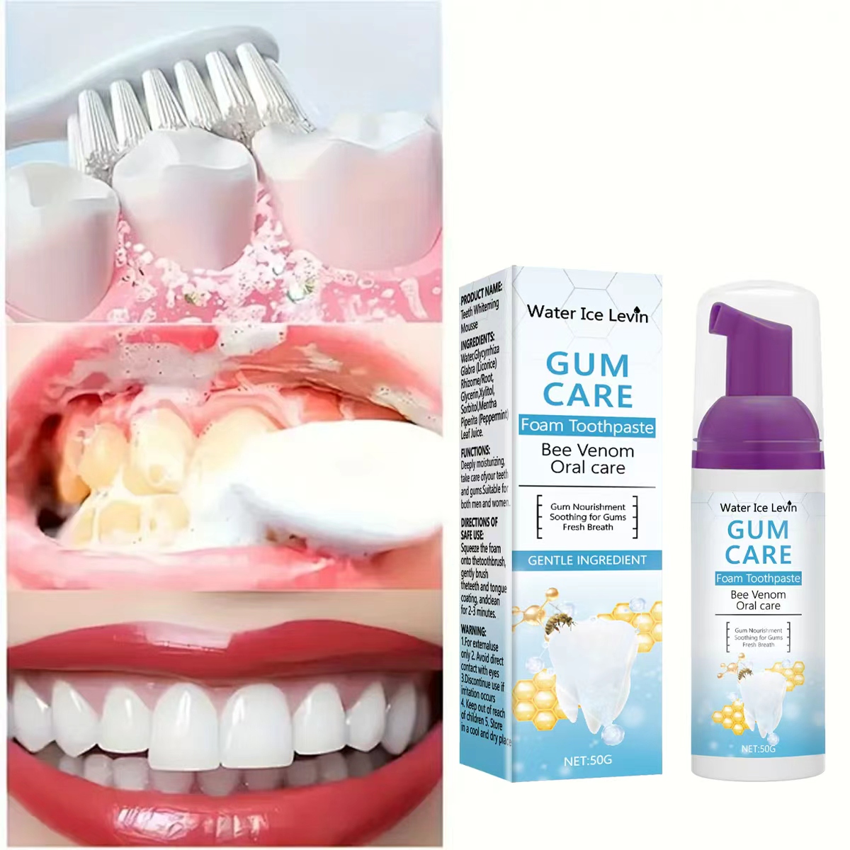 Teeth Whitening Xylitol Gum - Pasta do zębów w pianie Water