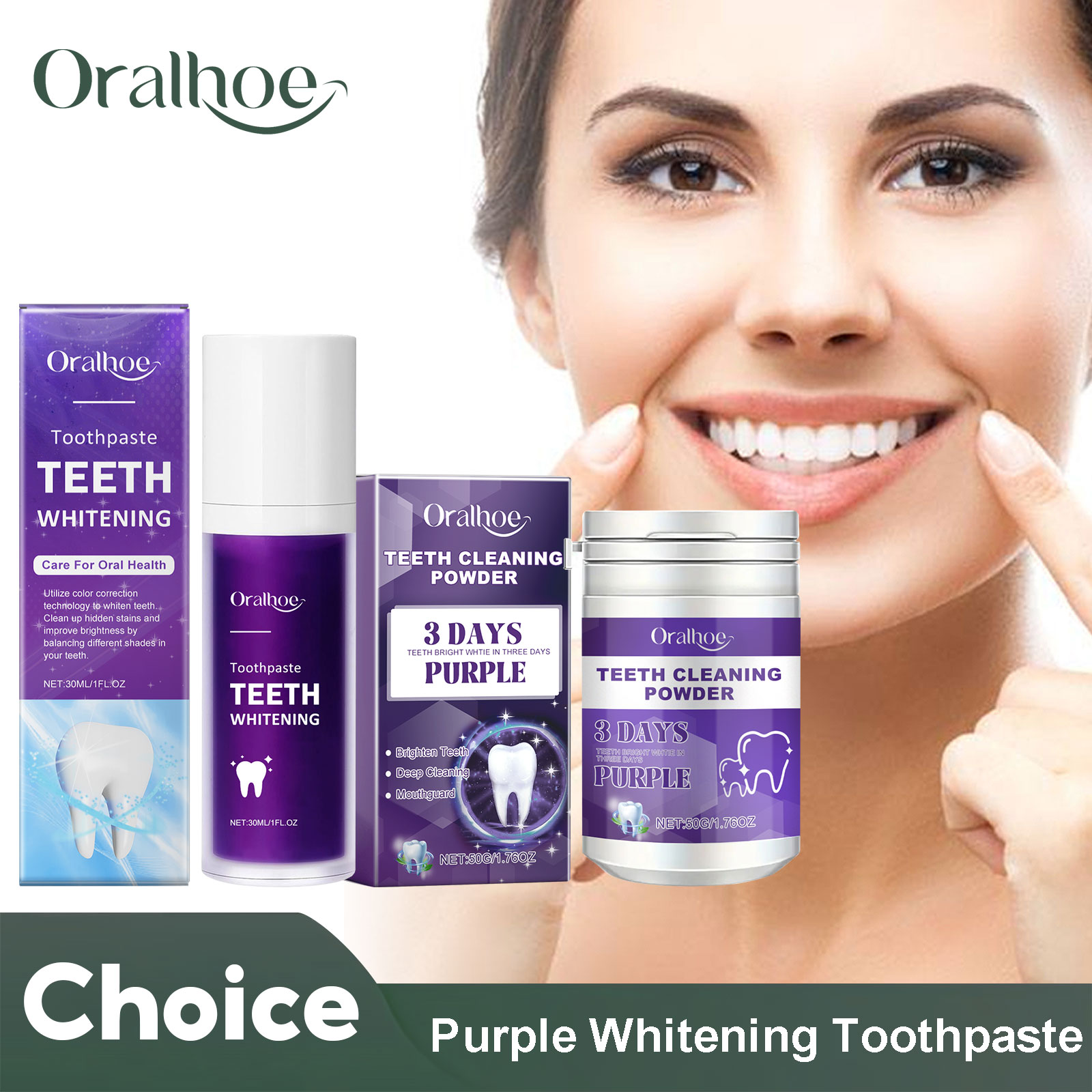 Teeth Whitening Co - Fioletowy korektor wybielająca pasta do zębów